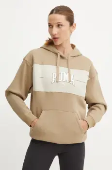 Puma bluza femei, culoarea verde, cu gluga, modelator, 681540 imagine