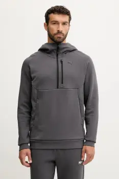 Puma bluza PUMATECH culoarea gri, cu gluga, uni, 688044 imagine