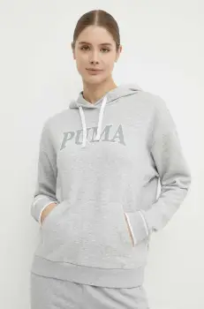 Puma bluza SQUAD femei, culoarea gri, cu gluga, melanj, 677899 imagine