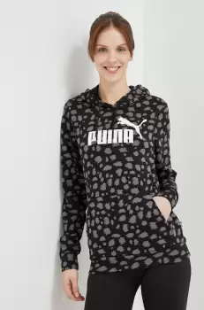 Puma bluza trening culoarea negru, cu gluga, modelator imagine