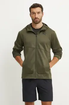 Puma bluza trening Train All Day barbati, culoarea verde, cu gluga, neted imagine