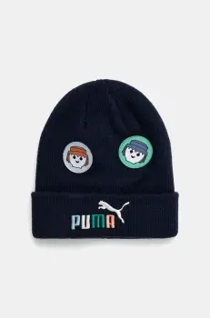 Puma caciula copii X PLAYMOBIL culoarea albastru marin, din tricot gros, 255430 imagine