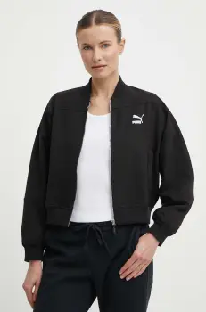Puma geaca bomber Classics Shiny Bomber femei, culoarea negru, de tranzitie, 623696 imagine