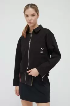 Puma geaca jeans X The Ragged Priest femei, culoarea negru, de tranzitie, oversize imagine