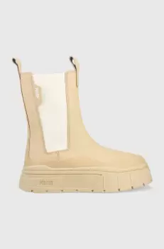 Puma ghete chelsea de piele Mayze Stack femei, culoarea maro, cu platforma imagine