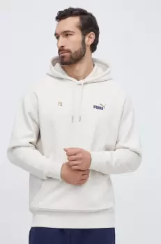 Puma hanorac de bumbac barbati, culoarea bej, cu gluga, cu imprimeu imagine
