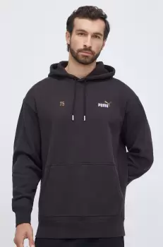 Puma hanorac de bumbac barbati, culoarea negru, cu gluga, cu imprimeu imagine