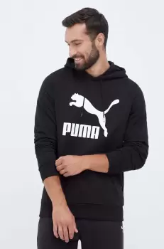 Puma hanorac de bumbac barbati, culoarea negru, cu gluga, cu imprimeu imagine