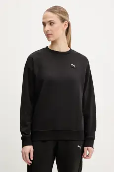 Puma hanorac de bumbac femei, culoarea negru, neted, 685017 imagine