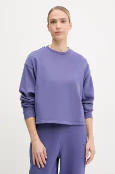 Puma hanorac de bumbac femei, culoarea violet, uni, 685058 imagine