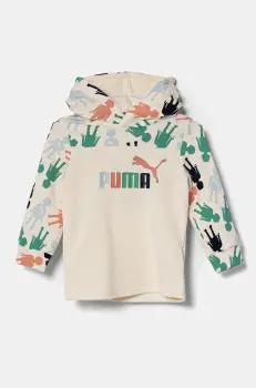 Puma hanorac de bumbac pentru copii X PLAYMOBIL culoarea bej, cu gluga, cu imprimeu, 627389 imagine