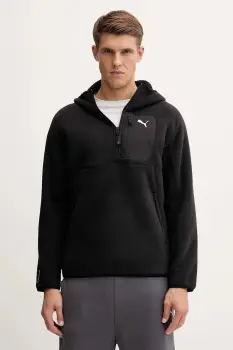 Puma hanorac fleece culoarea negru, cu gluga, uni, 688224 imagine