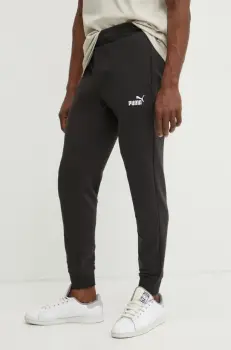 Puma pantaloni de trening barbati, culoarea negru, neted, 682608 imagine