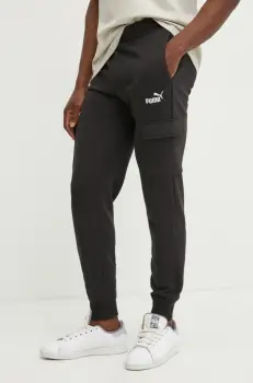 Puma pantaloni de trening barbati, culoarea negru, neted, 682661 imagine