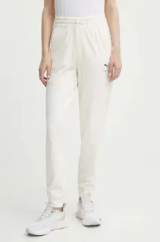 Puma pantaloni de trening BETTER SPORTSWEAR culoarea bej, cu imprimeu, 679010 imagine