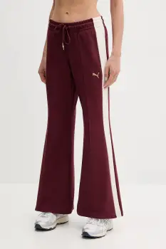 Puma pantaloni de trening culoarea bordo, cu imprimeu, 632138 imagine
