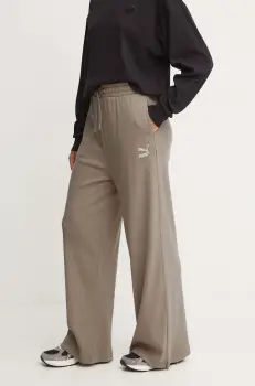 Puma pantaloni de trening culoarea verde, neted, 626631 imagine