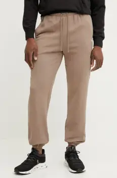 Puma pantaloni de trening din bumbac barbati, culoarea maro, neted, 631535 imagine