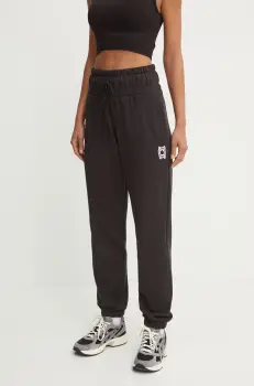 Puma pantaloni de trening din bumbac culoarea negru, neted, 627597 imagine