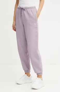 Puma pantaloni de trening din bumbac culoarea roz, neted, 626802 imagine