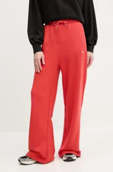 Puma pantaloni de trening din bumbac femei, culoarea rosu, uni, 629779 imagine