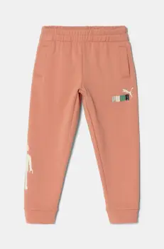 Puma pantaloni de trening din bumbac pentru copii X PLAYMOBIL culoarea portocaliu, cu imprimeu, 627391 imagine