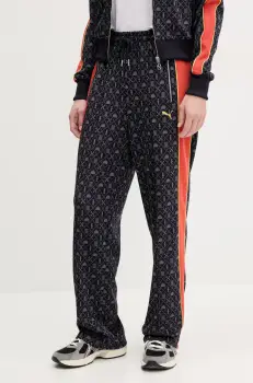 Puma pantaloni de trening femei, culoarea albastru marin, cu imprimeu, 629794 imagine