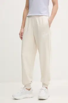 Puma pantaloni de trening femei, culoarea bej, neted, 684985 imagine