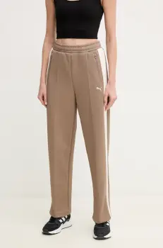 Puma pantaloni de trening femei, culoarea maro, modelator, 629797 imagine