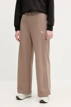 Puma pantaloni de trening femei, culoarea maro, neted, 629754 imagine