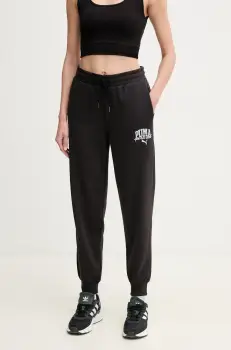 Puma pantaloni de trening femei, culoarea negru, cu imprimeu, 685037 imagine