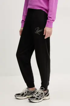 Puma pantaloni de trening femei, culoarea negru, neted, 684985 imagine