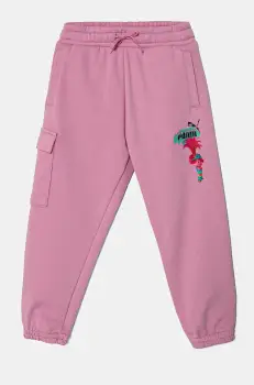 Puma pantaloni de trening pentru copii X TROLLS Cargo Pants TR culoarea roz, cu imprimeu, 627379 imagine