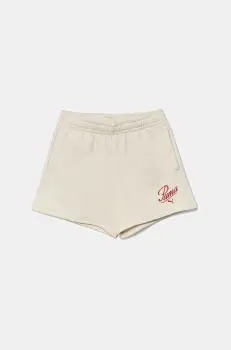Puma pantaloni scurti copii ESS SCRIPT Shorts G culoarea bej, cu imprimeu, 685869 imagine