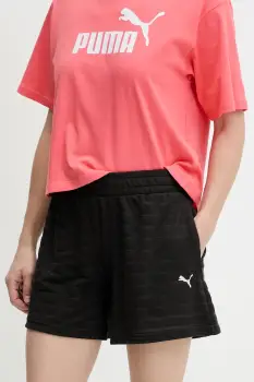 Puma pantaloni scurti culoarea negru, neted, high waist, 685028 imagine