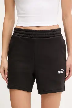 Puma pantaloni scurti culoarea negru, uni, high waist, 682440 imagine