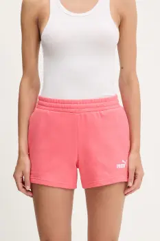 Puma pantaloni scurti culoarea roz, cu imprimeu, high waist, 682439 imagine