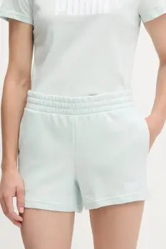 Puma pantaloni scurti culoarea turcoaz, cu imprimeu, high waist, 682439 imagine