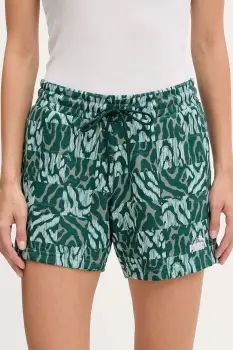 Puma pantaloni scurti culoarea verde, cu imprimeu, medium waist, 685073 imagine