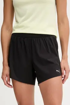 Puma pantaloni scurti de antrenament culoarea negru, neted, high waist, 526587 imagine