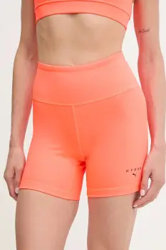 Puma pantaloni scurti de antrenament PUMA x HYROX culoarea portocaliu, uni, high waist, 527636 imagine