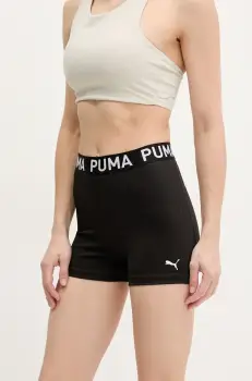 Puma pantaloni scurti de antrenament Strong culoarea negru, cu imprimeu, high waist, 526002 imagine