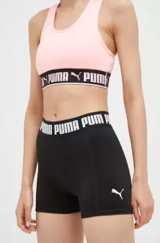 Puma pantaloni scurti de antrenament Strong culoarea negru, cu imprimeu, high waist imagine