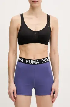 Puma pantaloni scurti de antrenament Strong culoarea violet, cu imprimeu, high waist, 526002 imagine