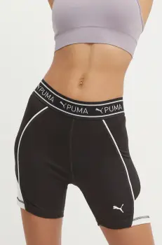 Puma pantaloni scurti de antrenament Train Strong culoarea negru, modelator, high waist, 525042 imagine