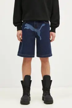 Puma pantaloni scurti din bumbac PUMA X A$AP ROCKY Denim Short culoarea albastru marin, 631066 imagine