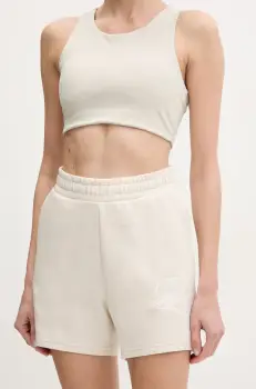 Puma pantaloni scurti femei, culoarea bej, cu imprimeu, high waist, 684984 imagine