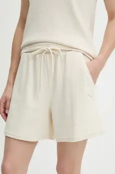 Puma pantaloni scurti femei, culoarea bej, neted, high waist, 685062 imagine