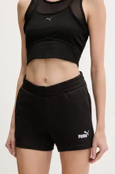 Puma pantaloni scurti femei, culoarea negru, neted, medium waist, 682438 imagine