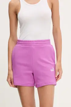 Puma pantaloni scurti femei, culoarea violet, neted, high waist, 682441 imagine